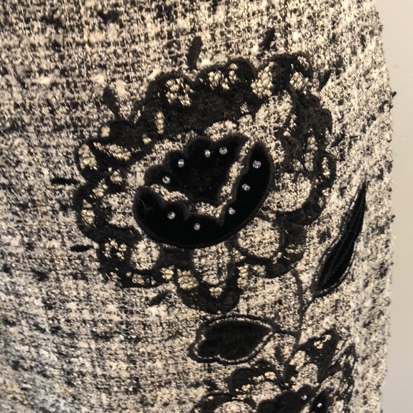 Josephine Chaus Tweed light Acadamia Black & White Plaid Skirt - Picture 2 of 8